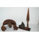 An African spear tip, Celtic axe head and German military helmet (af) Condition Report:Available