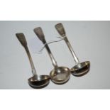 Three silver sauce ladles, Edinburgh 1824 by James McKay 110grams Condition Report:Available upon
