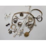 A silver Lapponia ring, together with a pair of Danish silver earrings by Bent, and other items of