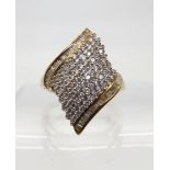 A 9ct gold QVC Jewellery Channel diamond cluster ring, set with estimated approx 0.80cts of