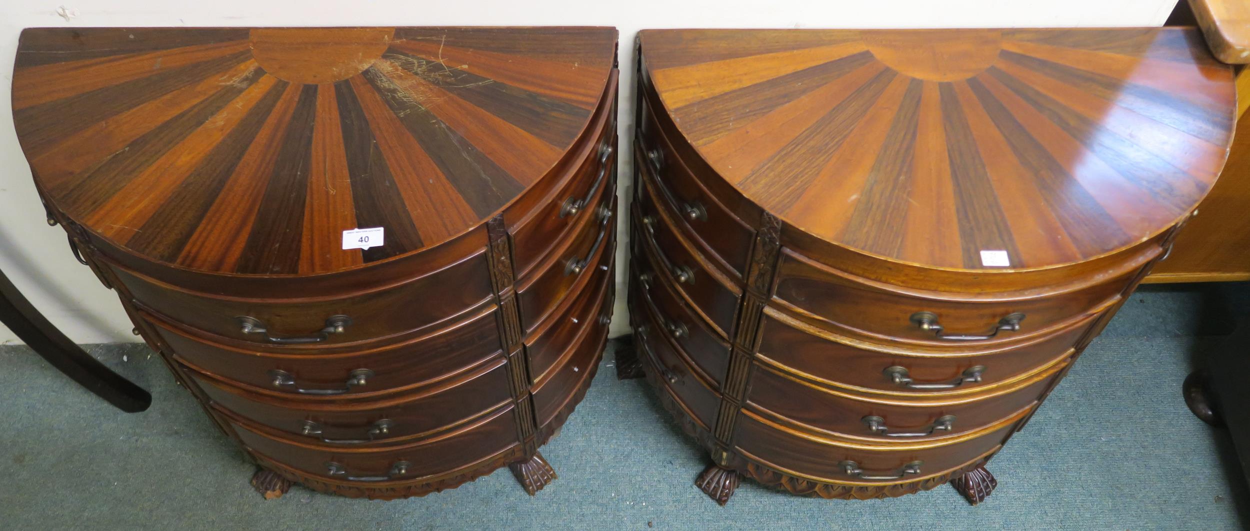 A pair of 20th century mahogany dome front twelve drawer chests (2) Condition Report:Available - Image 2 of 4