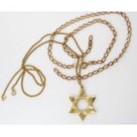 *Withdrawn*A 9ct gold Star of David pendant and two 9ct gold chains (af)weight together 18.2gms