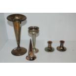 A tray lot of EPNS including candle sticks, flower vases etc Condition Report:Available upon