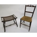 A Victorian mahogany strung seat side chair and a stained beech framed Beregere stool (2)