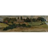 TOM H SHANKS RSW, RGI, PAI The edge of the village, signed, watercolour, 20 x 55cm and a seascape,