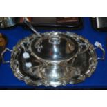 An EPNS two-handled tea tray, soup tureen and ladle etc Condition Report:Available upon request