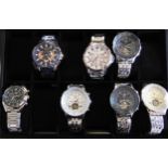 Seven gents fashion watches to include Seiko, JarAgar sports watches etc Condition Report: