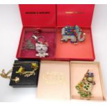 A large Butler & Wilson Elephant brooch, Cat key ring and honey necklace together with a Kirks folly