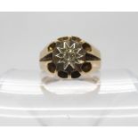A 9ct gold diamond star gents ring, set with an estimated approx 0.12cts, finger size T, weight 6.