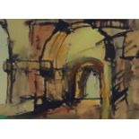 JOHN AUBREY (SCOTTISH 1909-1985)  PALACE RUINS  Ink and watercolour, signed lower right, 14 x