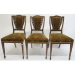 A Victorian rosewood upholstered tub chair and three Victorian rosewood upholstered parlour