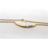 An 18ct gold necklet set with four diamonds to an estimated approx diamond total of 0.16cts of
