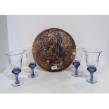 Four Adrian Sankey wine glasses and an art glass bowl Condition Report:Available upon request