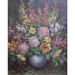 SCOTTISH SCHOOL Mixed flowers in a vase, signed, oil on canvas, 50 x 40cm Condition Report:Available