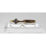 An 18ct gold diamond solitaire of estimated approx 0.15cts, size N, together with an 18ct wedding