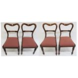 A lot of four Victorian mahogany balloon back dining chairs with turned front supports (4) Condition