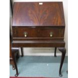 A 20th century mahogany single drawer writing bureau, 100cm high x 68cm wide x 50cm deep Condition