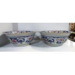 Two deep Stone China bowls with printed decoration Condition Report:Available upon request