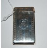 A silver card case, Birmingham 1824, with engraved initials  Condition Report:Available upon