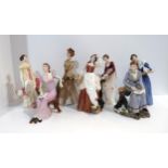 Four Royal Doulton Literary Heroines figures including Jayne Eyre, Emma, Elizabeth Bennett and