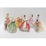 Royal Doulton figures Kirstie, Fair Lady, Alexandra, Barbara, Southern Belle & Sarah Condition