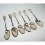 Six silver table spoons, five by Andrew Wilkie, Edinburgh 1828 and one by John Wilkie, Edinburgh,