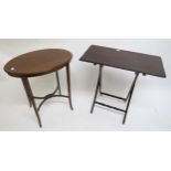 An early 20th century mahogany oval occasional table, mahogany folding table and a clothes airer (3)