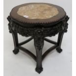 An Oriental hardwood marble top occasional table Condition Report:Available upon request