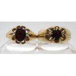 Two 9ct gold garnet set gents rings, sizes X1/2, U1/2, weight combined 9.5gms Condition Report: