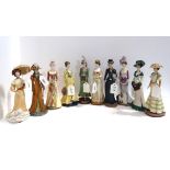 Ten Albany Fine China figures of ladies by Ruth Van Ruyckevelt Condition Report:Available upon