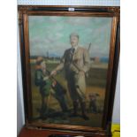 Scottish School (20th Century) Golfer and caddie, oil on board 90 x 60cm Condition Report: