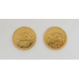 TWO GOLD HALF SOVEREIGNS 1973 & 1974 Condition Report:Available upon request