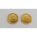 TWO PERUVIAN GOLD COINS 1922 3.2 grams total Condition Report:Available upon request