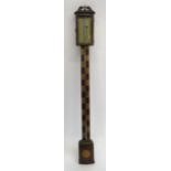 AN 18TH CENTURY STYLE MERCURY STICK BAROMETER the brass plate engraved Mich Rutherford, Hawick