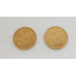 TWO GOLD HALF SOVEREIGNS 1898 & 1905 Condition Report:Available upon request