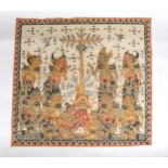 AN INDIAN PAINTING depicting demons before a tree and within a stiff leaf border, 80 x 88cm