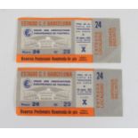 TWO UNUSED RANGERS V. DYNAMO MOSCOW EUROPEAN CUP-WINNERS CUP FINAL TICKETS, 1972 some slight