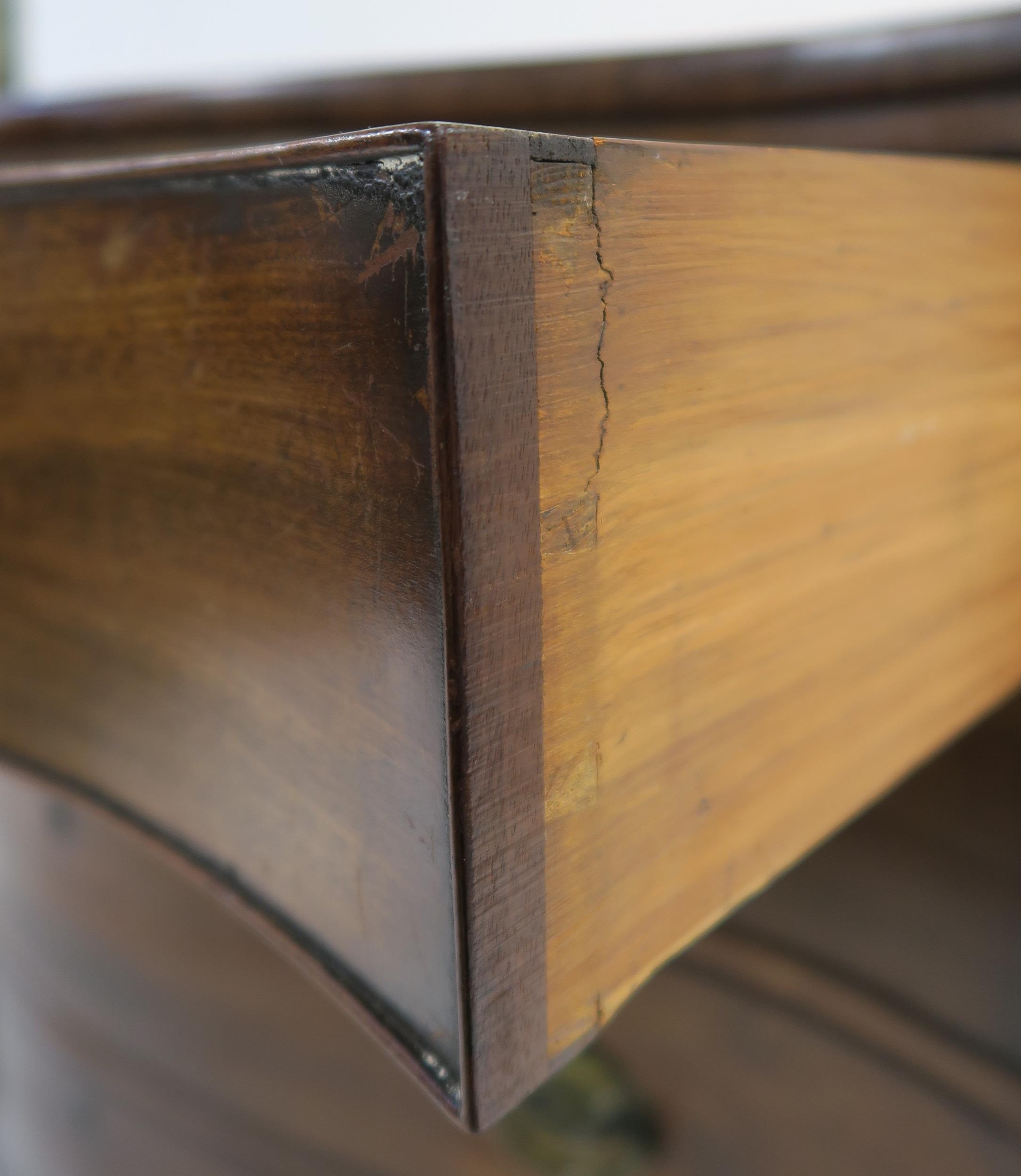 A 19TH CENTURY MAHOGANY SERPENTINE CHEST with four graduating drawers, flanked by fluted columns and - Image 8 of 19