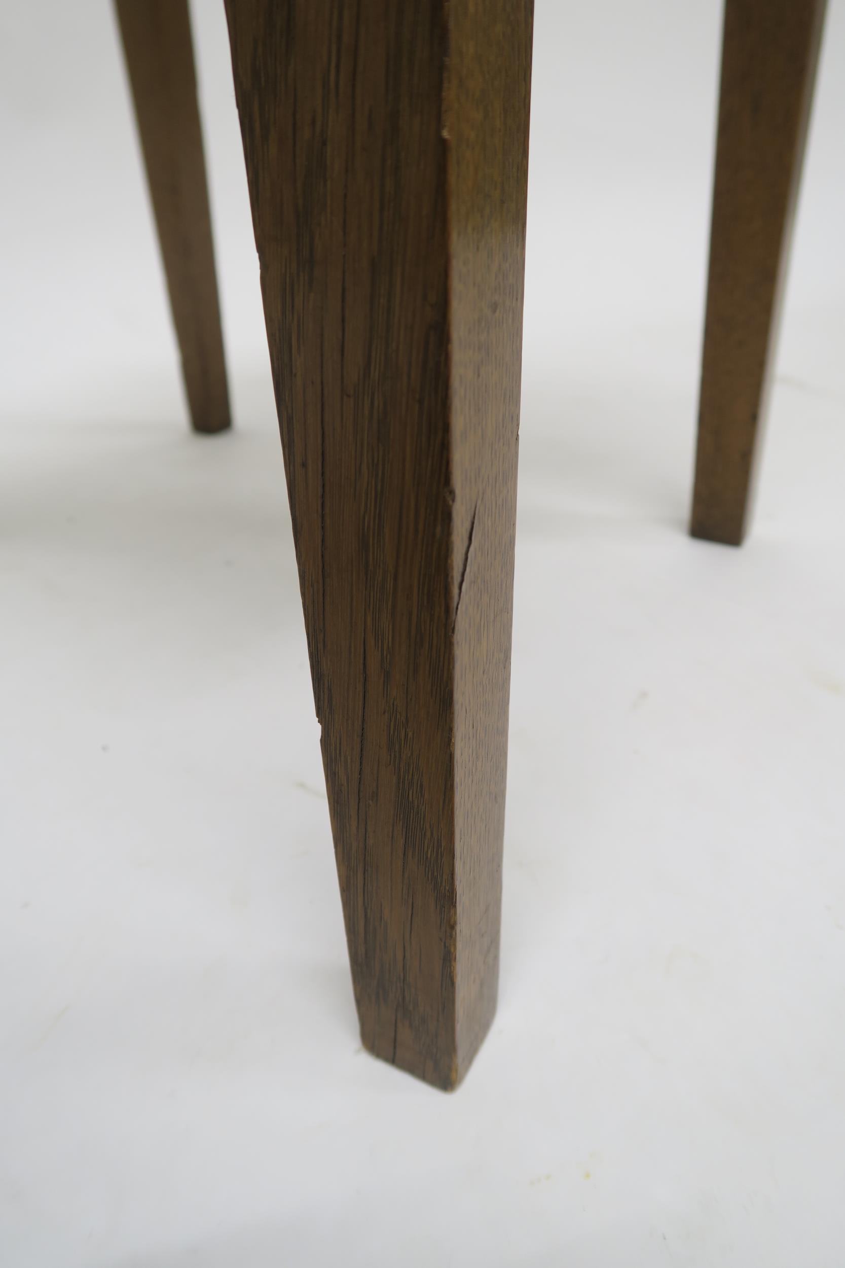 A PAIR OF ARTS AND CRAFTS HALL CHAIRS, each with mother of pearl and fruitwood inlay to splats on - Image 11 of 13