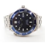 A GENTS OMEGA SEAMASTER PROFFESIONAL WATCH with blue wave patterned dial, luminous dot and baton