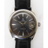A GENTS TUDOR PRINCE OYSTERDATE ROTOR SELF WINDING WRISTWATCH with brushed grey dial, engraved