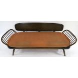 A MID 20TH CENTURY STAINED ELM & BEECH ERCOL 355 DAY BED 77cm high x 209cm wide x 76cm deep