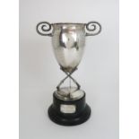 A SILVER SHOOTING TROPHY CUP maker's marks RG, Birmingham 1934, of inverted pear shape with