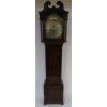 A 19TH CENTURY MAHOGANY LONGCASE CLOCK the brass and silvered dial named to R Stewart, Glasgow,