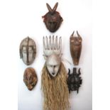 SIX TRIBAL MASKS including Gouro, Bambara examples (6) Condition Report:Available upon request
