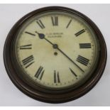 A VICTORIAN MAHOGANY CASED ALEX DUNCAN, GLASGOW FUSEE RAILWAY CLOCK with Roman numerals, case is