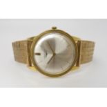AN 18CT GOLD LONGINES WATCH HEAD with cream dial, gold coloured baton numeral and hands, with a