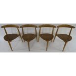 A SET OF FOUR MID 20TH CENTURY TEAK HANS JORGENSEN WEGNER FOR FRITZ HANSEN HEART SHAPE CHAIRS