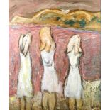 HENRYK GOTLIB (POLISH 1892-1966)  THREE GIRLS IN LERICI  Oil on canvas, signed lower right, 59 x