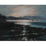 JOHANN S ANDERSON (SCOTTISH) EVENING LIGHT, GOUROCK BAY Acrylic on canvas panel, signed lower